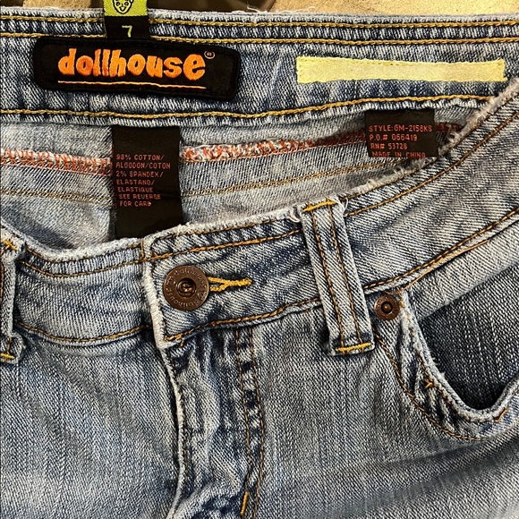 Upcycled Denim Jeans & Floral Ruffle Crop Top Set Boho Y2K One-of-a-Kind - Picture 3 of 13